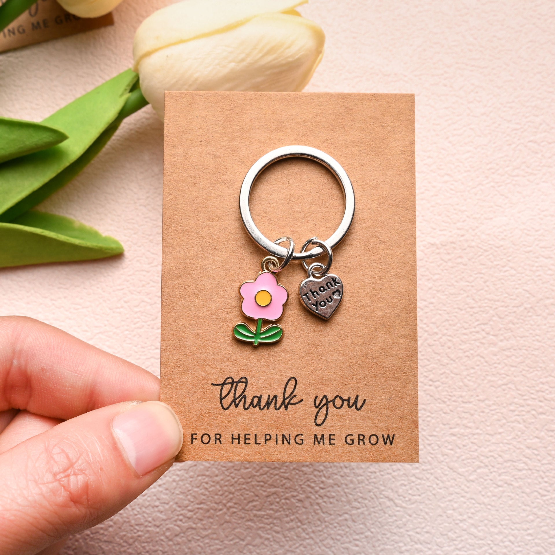 Wholesale Colorful Love Flower Pendant  Metal Keychain