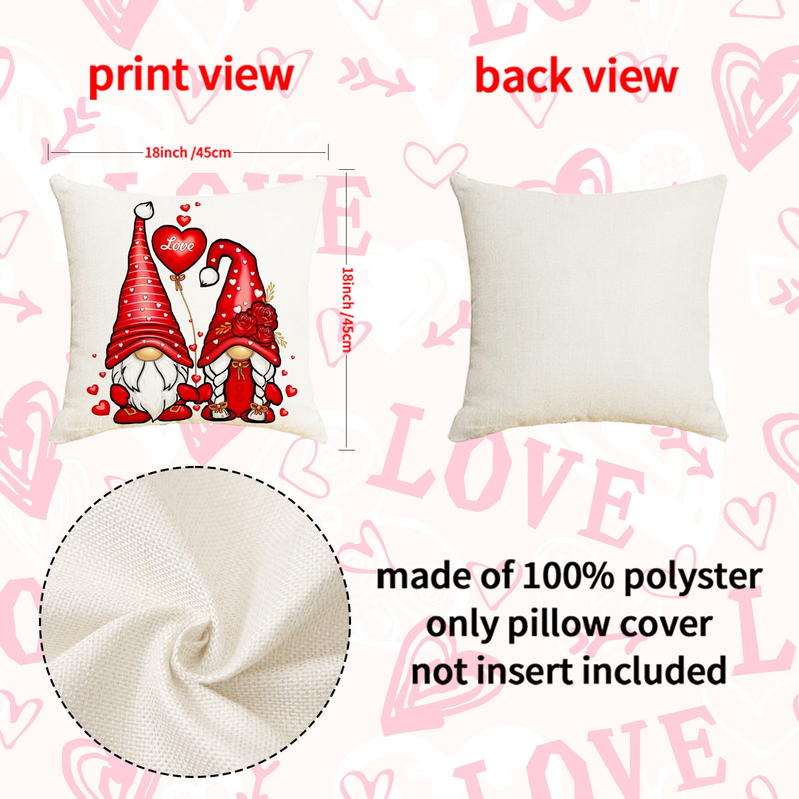 Wholesale Valentine' s Day  Love Cover Goblin Printed Seat  Pillowcase