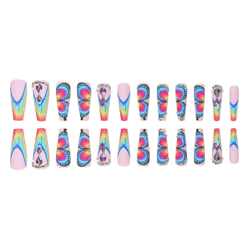 Wholesale Valentine's Day Butterfly Rainbow Diamond Gradient Plastic Wearing Nail Beauty