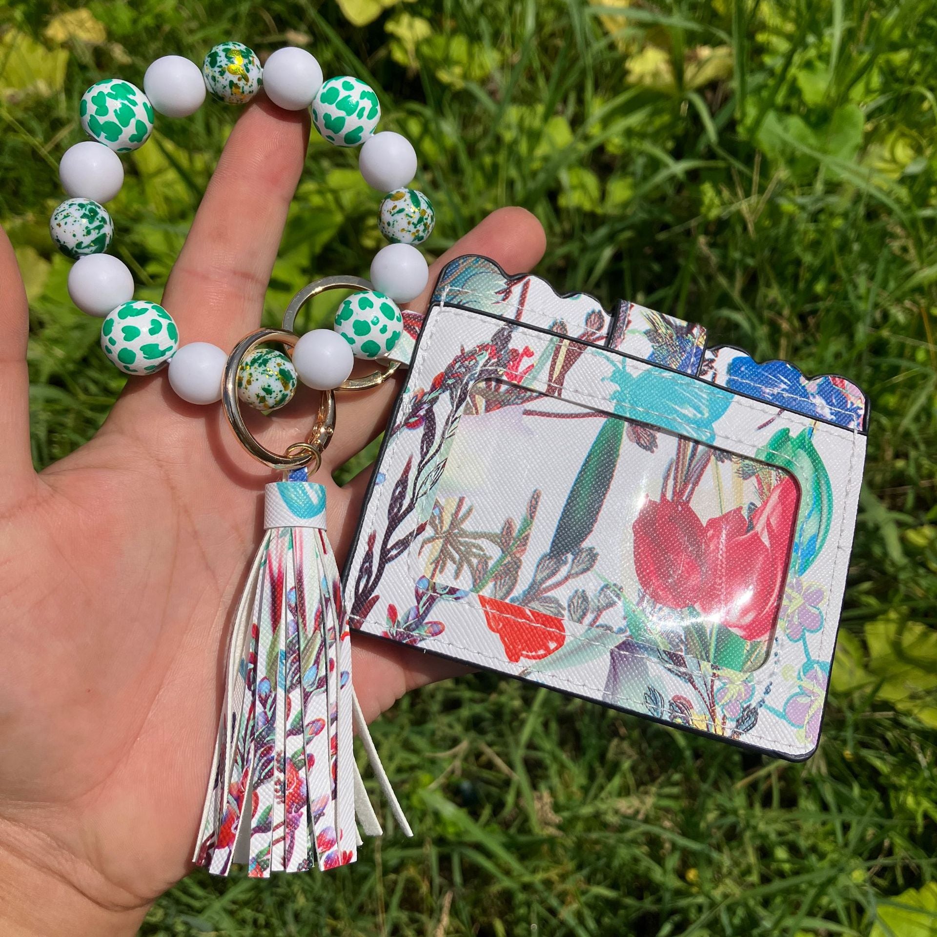 Wholesale Printed PU Leather Coin Purse Wrist Keychain