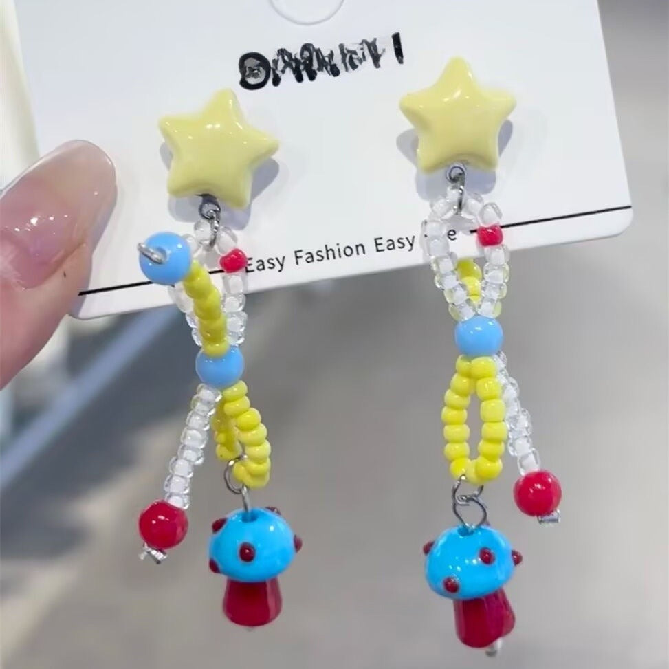 Wholesale Dopamine colorful beaded earrings