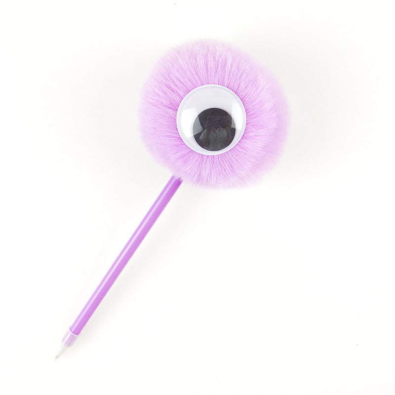 Wholesale Big Eyes Cute Fur Ball Plush Gel Pen