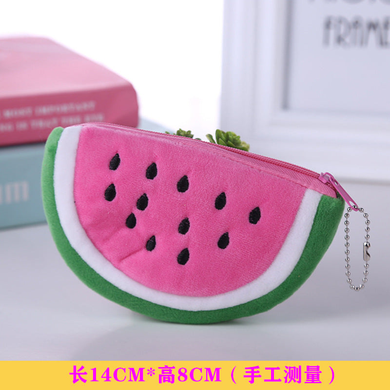 Wholesale Cartoon Fruit Plush Mini Purse Keychain
