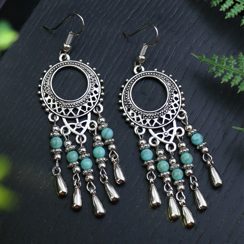 Wholesale Bohemian Fashion Teardrop Shape Vintage Long Earrings