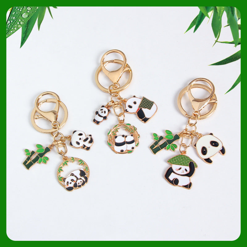 Wholesale of Chinese Style Panda Bamboo Metal Keychains