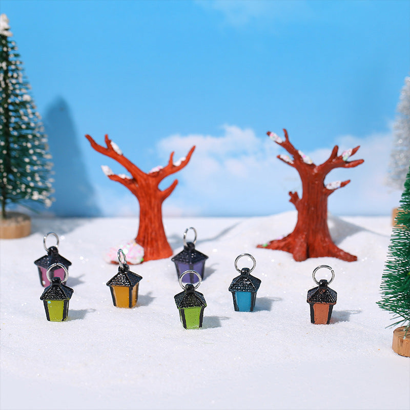 Wholesale Luminous light micro landscape ornaments resin crafts snow tree Christmas ornaments