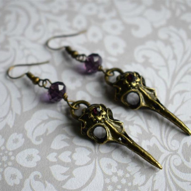 Wholesale Skull Bird Head Pendant Alloy Earrings