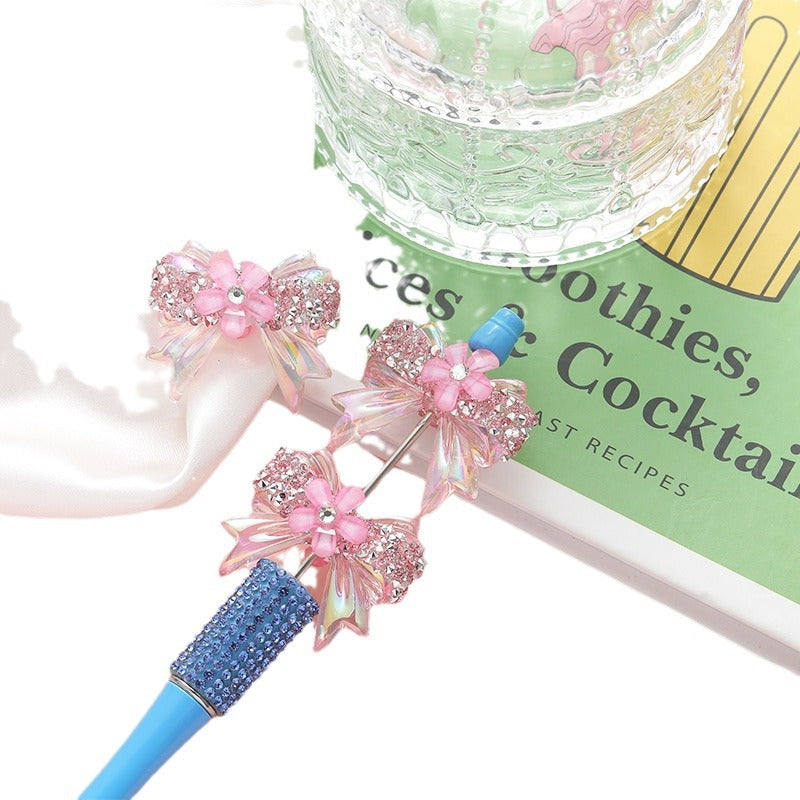 Wholesale 10pcs Heavy Diamond Cherry Blossom Bow Straight Hole Loose Beads