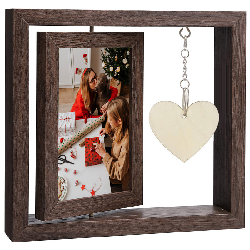 Wholesale Mother's Day Double Sided Rotating Photo Frame 6-inch Wooden Frame Set