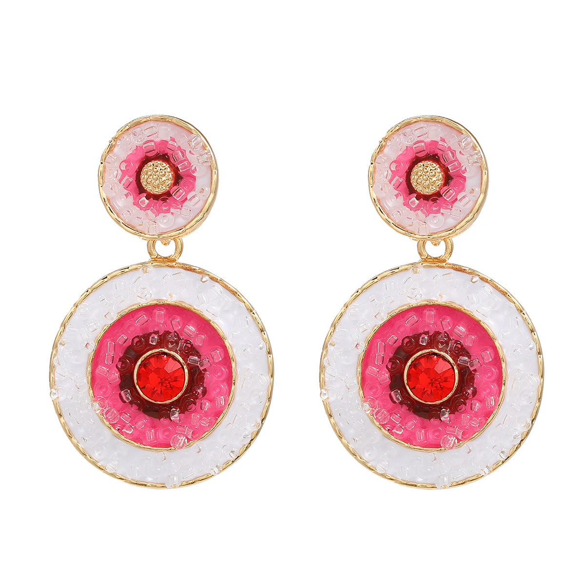 Wholesale Multi-Layered Round Color Block Devil's Eye Boho Earrings