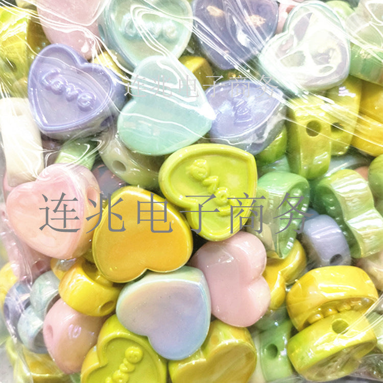 Wholesale 200pcs/pack Acrylic Solid Color Plated Cartoon Straight Hole String Beads