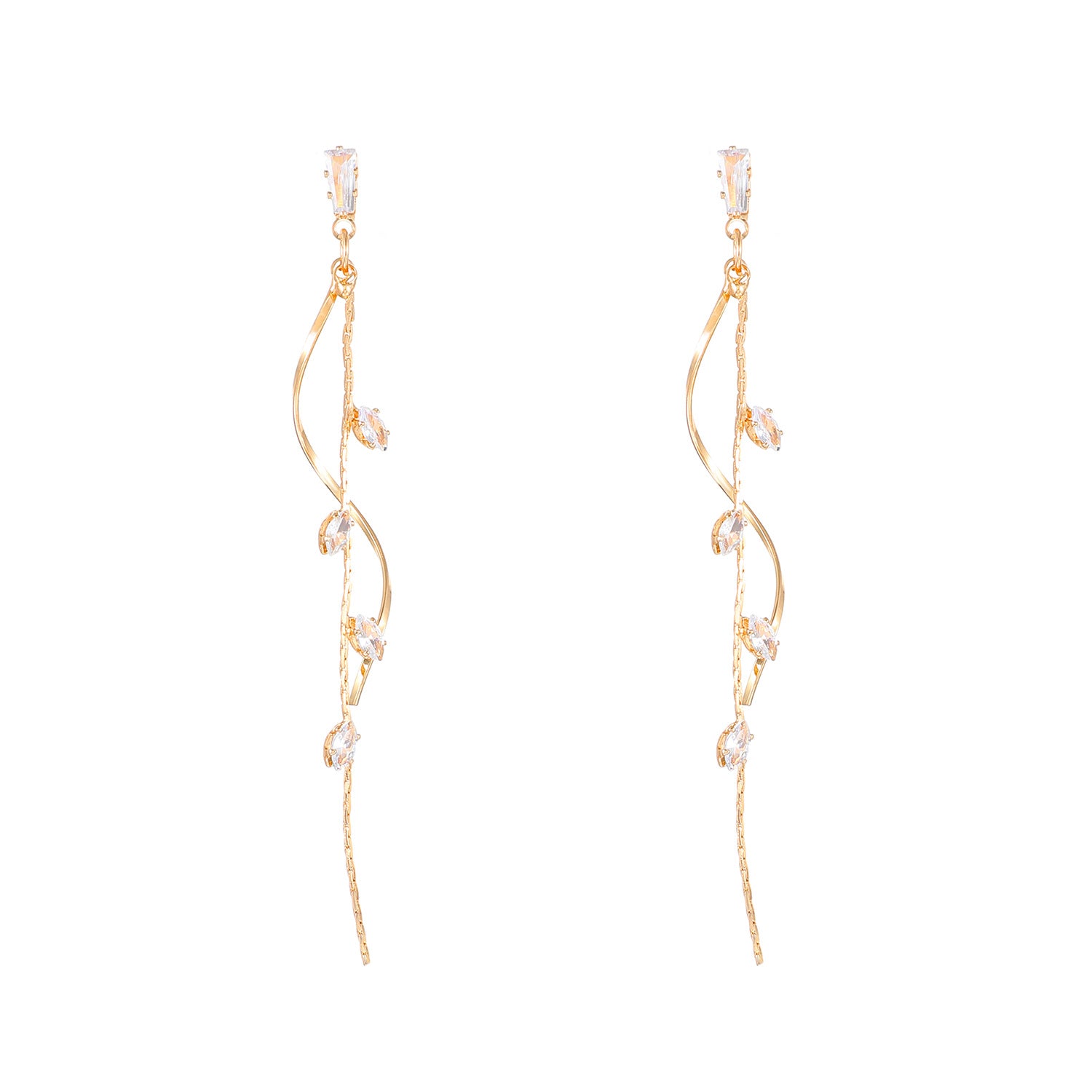 Wholesale French Style Geometric Twisted Zircon Long Tassel Earrings For Women Party Jewelry Accessory