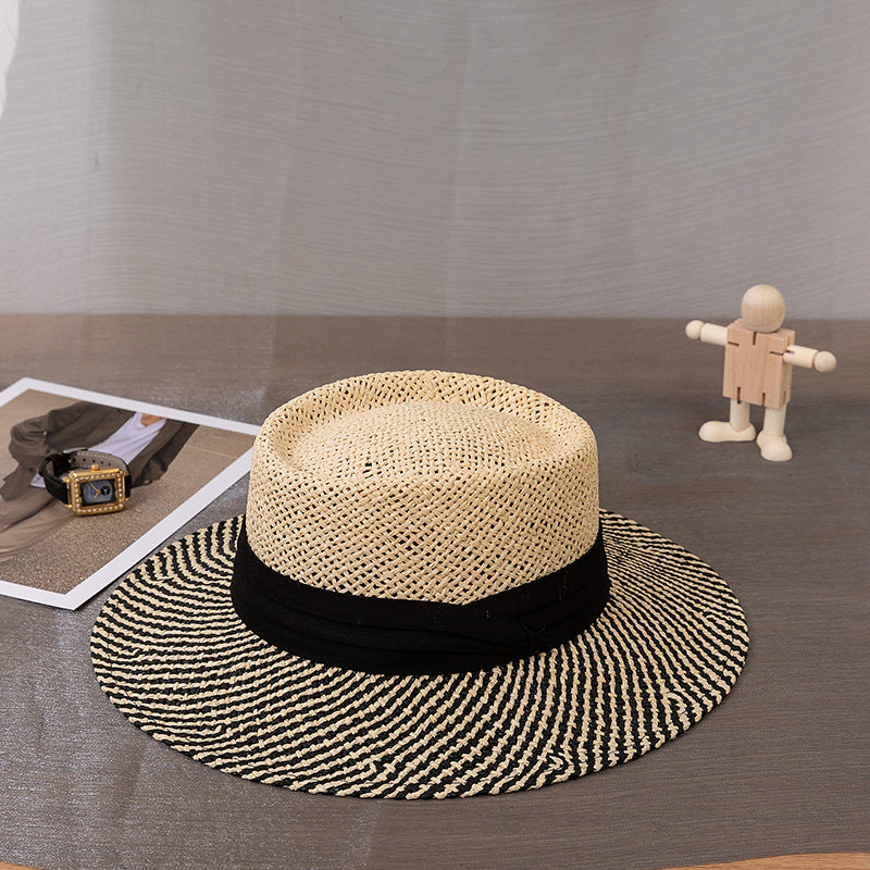 Wholesale Summer Color Matching Concave Top Straw Hat Sunshade Jazz Hat
