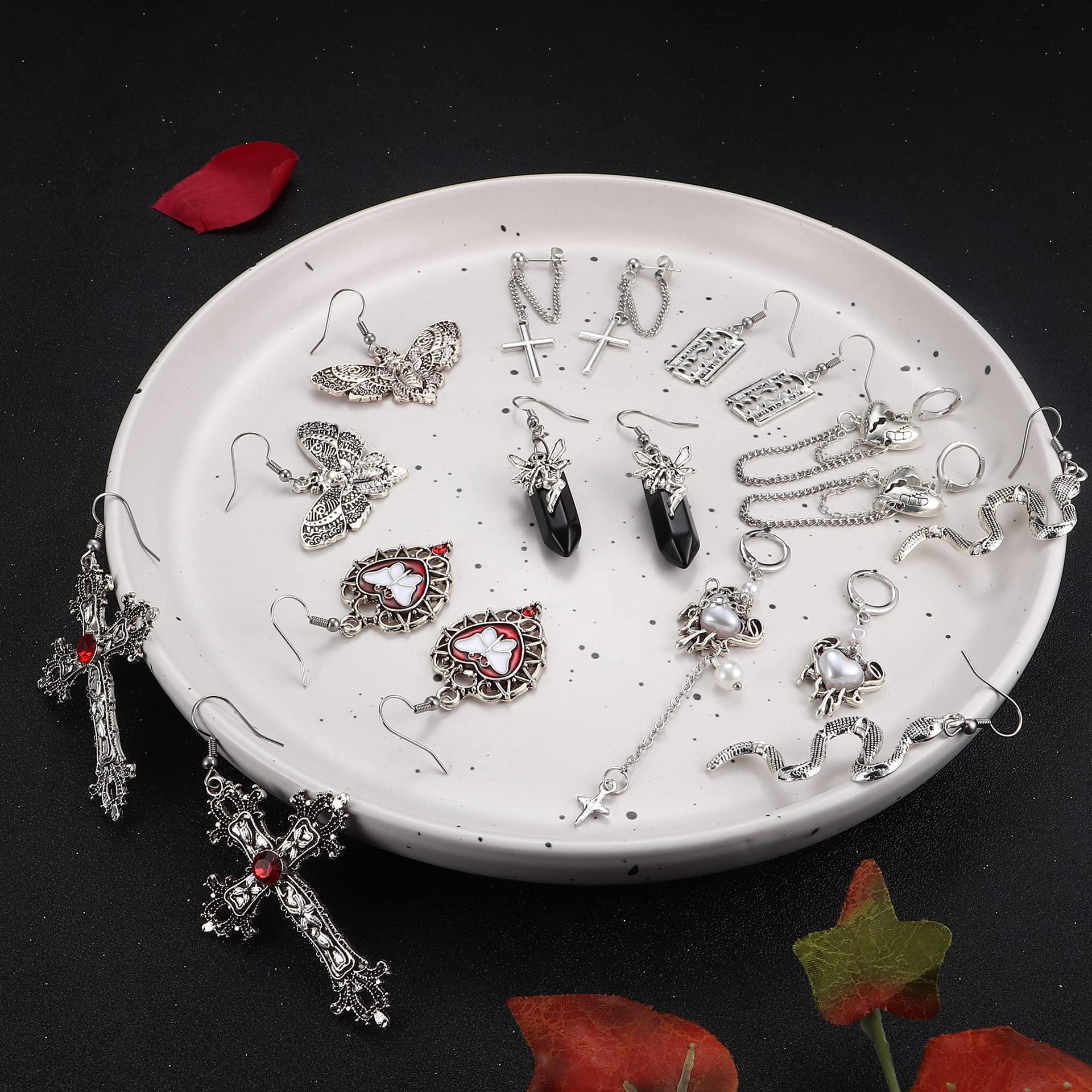 Wholesale Halloween Fashion Gothic Silver Vintage Skull Butterfly Earrings