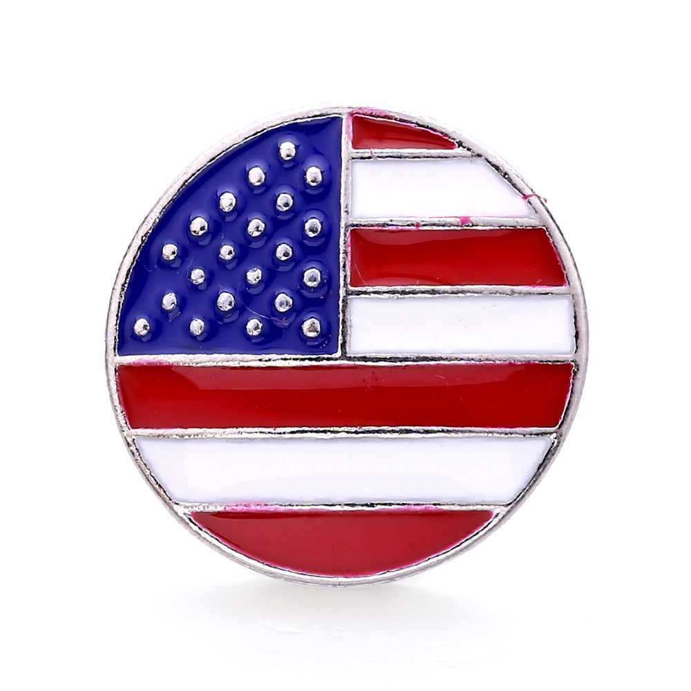 Wholesale DIY Snap Charm Alloy Flag Style 18mm Noosa Button Pendant Buckle
