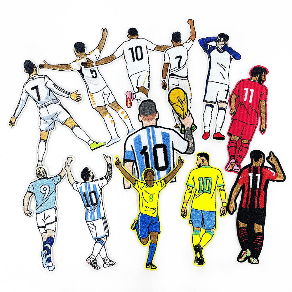 Wholesale Football Star Embroidered Patch Iron On DIY Cloth Badge For Clothing Stylish Fashion Accessory For Resale