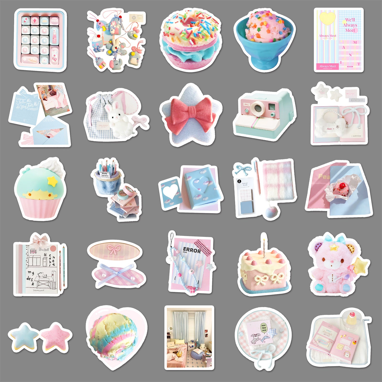 Wholesale 52pcs blue pink graffiti stickers