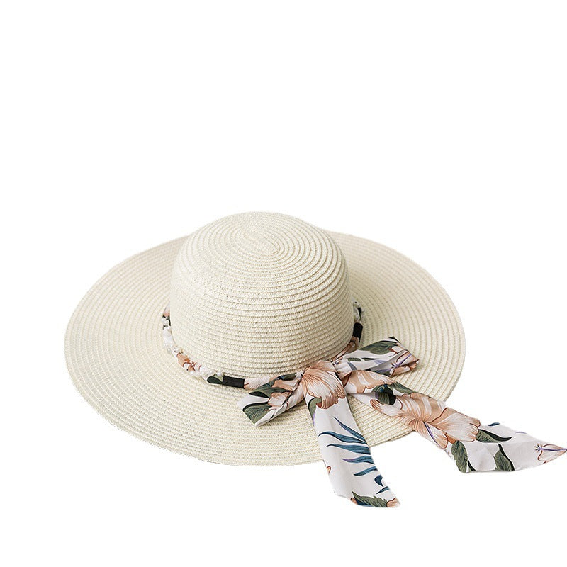 Wholesale Summer Bow Ribbon Big Hat Folding Straw Hat Sun Hat