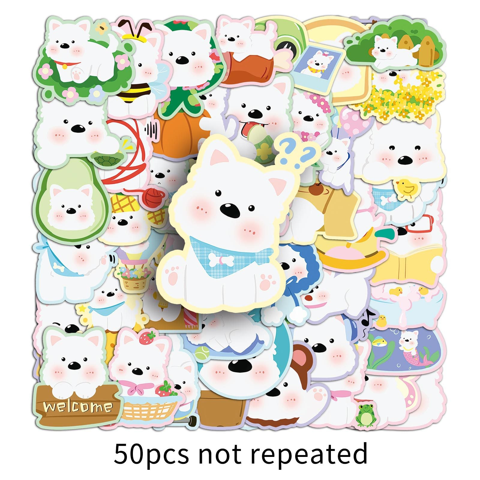 Wholesale  West Highland White Terrier sticker cute pet Waterproof Vinyl Stickers OLY Exclusive