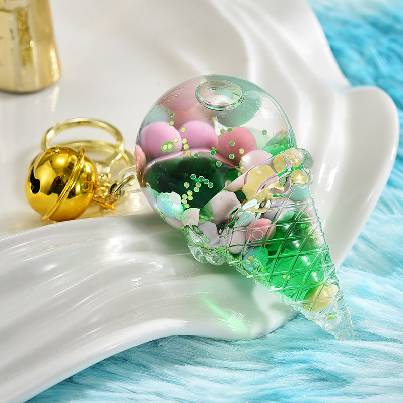 Wholesale Ice Cream Luminous Oil Floating Acrylic Liquid Keychain