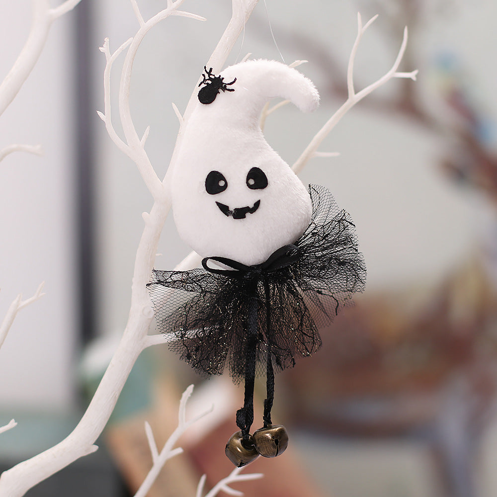 Wholesale Halloween Decoration Props Super Soft Cloth Pumpkin Witch White Ghost Gauze Skirt Doll Pendant