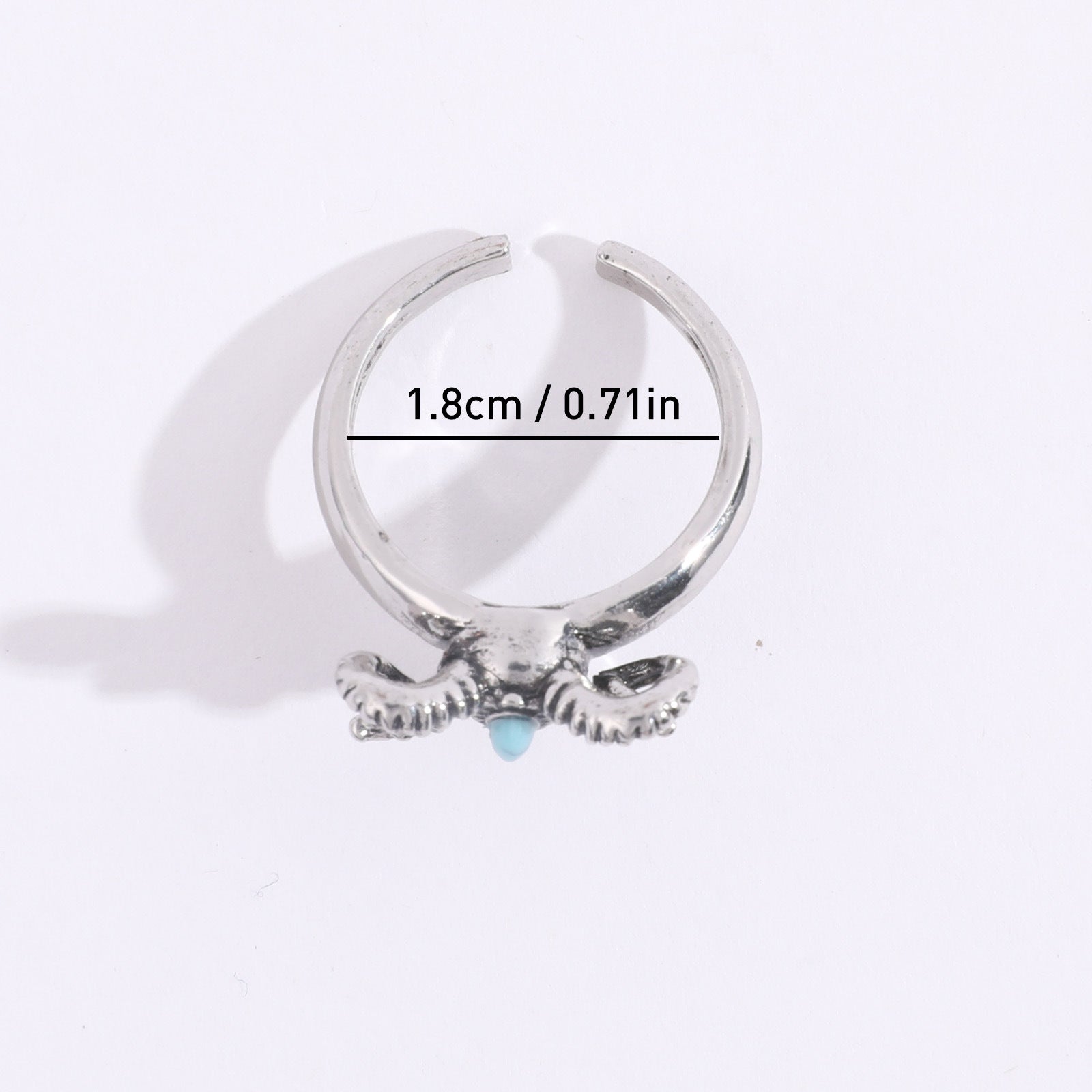 Wholesale Personalized Western style blue turquoise alloy sheep head ring
