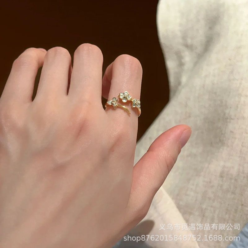 Wholesale Sweet Butterfly Flower Series Stacked Ring