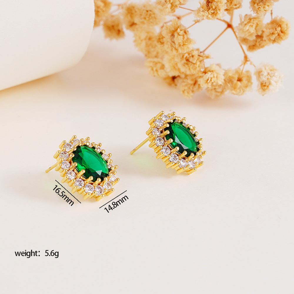 Wholesale Colorful Round Zircon  Luxury Exquisite Stainless Steel Clavicle Necklace