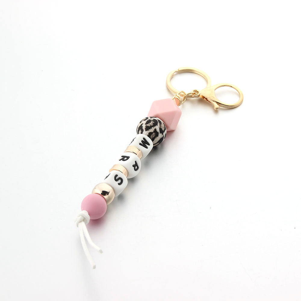 Wholesale Fashion Letter Food Grade Silicone Beads Keychain