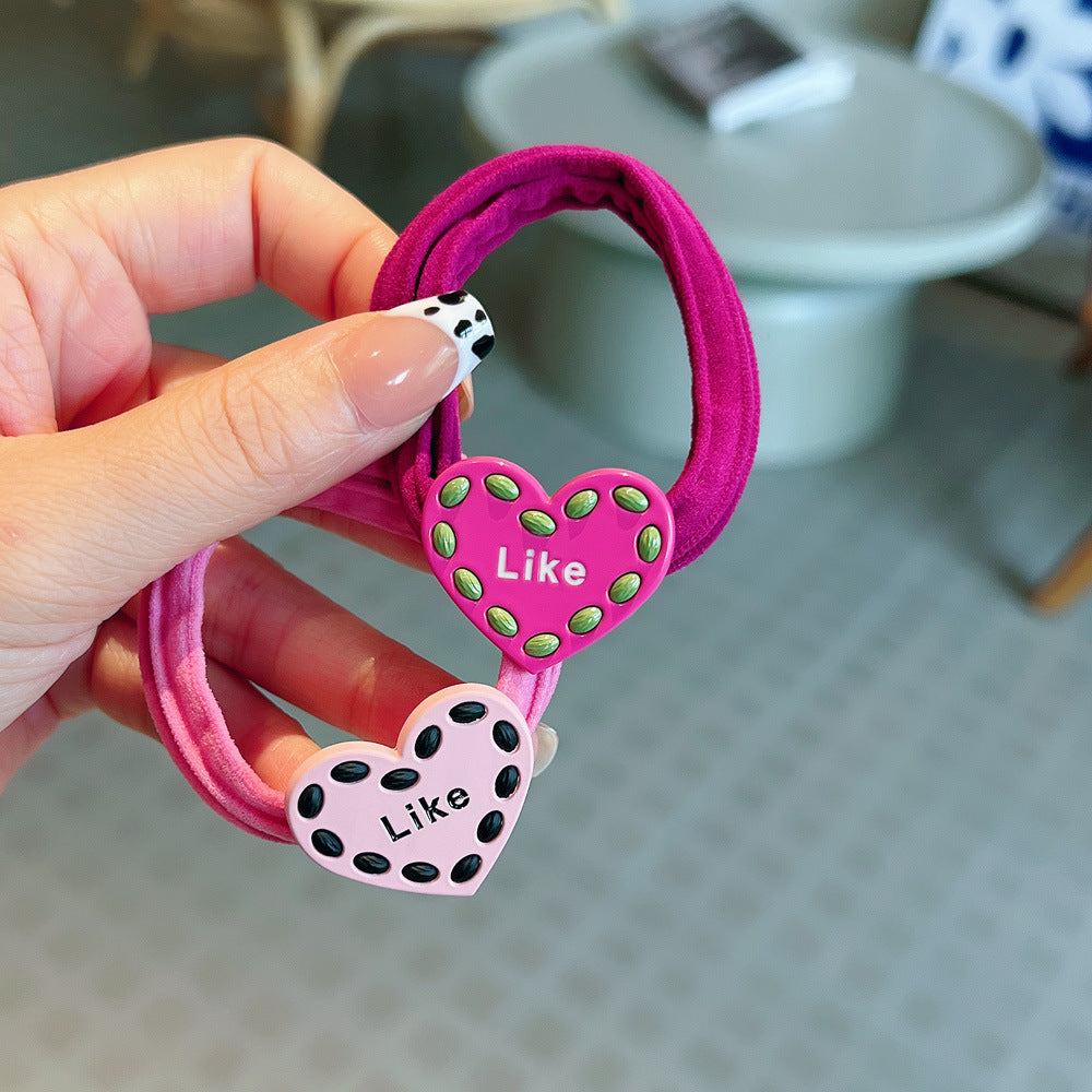 Wholesale of Autumn and Winter Alloy Love Color Matching Towel Rings and Hair Ropes