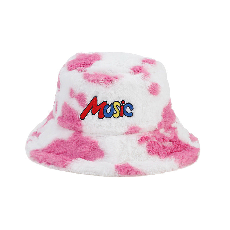 Wholesale Cow Pattern MUSIC Bucket Hat Plush Hat