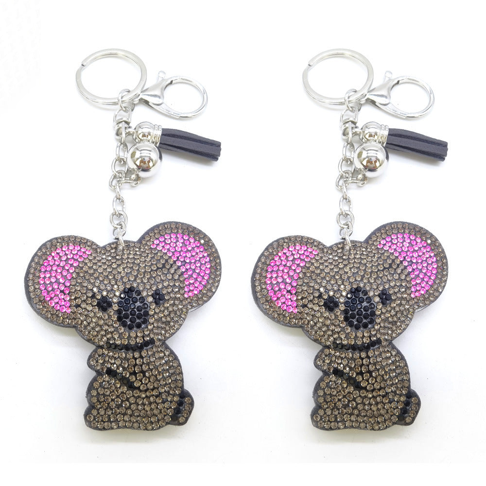 Wholesale 4pcs Velvet Diamond Koala Hot Diamond  Picture Keychain
