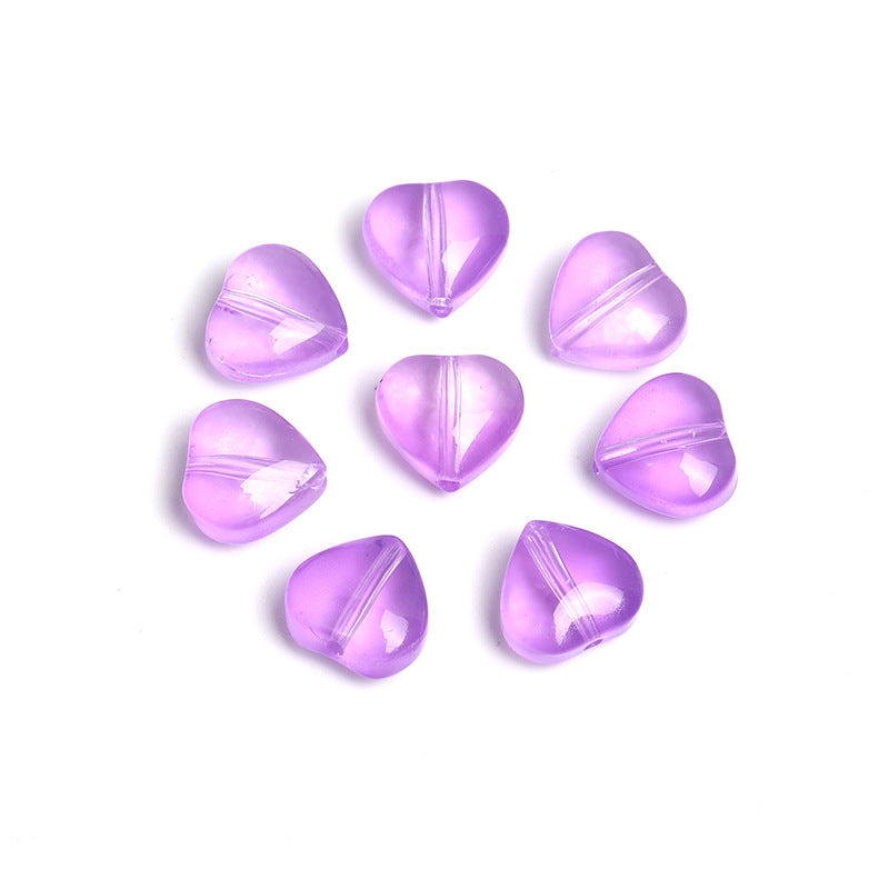 Wholesale 100pcs Heart-shaped Glass 8mm Straight Hole Jelly Colored Peach Heart DIY Beads