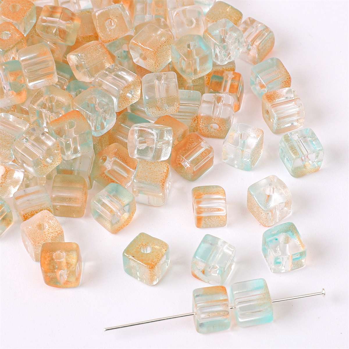 Wholesale Glass Gradient Sugar Cube Beads