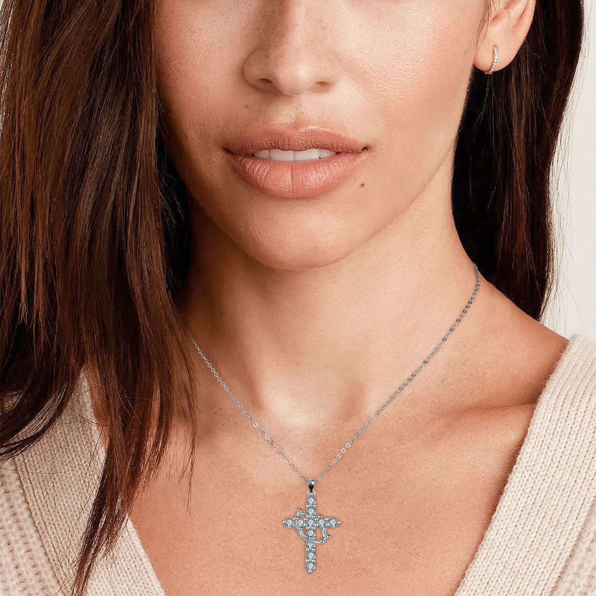 Wholesale Crown Cross Necklace Multi-Color Jewelry