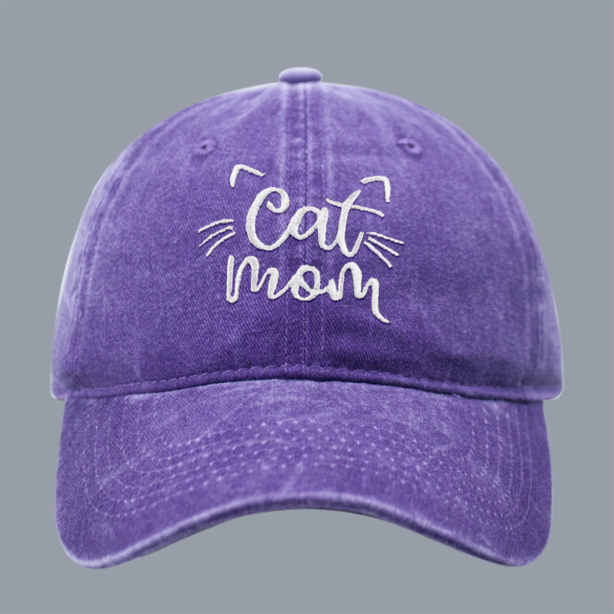 Wholesale New Men's and Women's Letter CAT MOM Embroidered Washed Baseball Cap Outdoor Sports Washed Cotton Sunshade Cap Tide