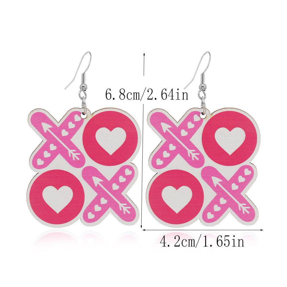 Wholesale Valentine's Day Love Truck Love Letter Printed Wooden Earrings