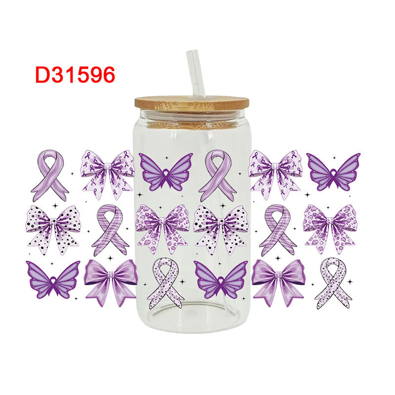 Wholesale Pink Love Butterfly 16oz Cup UV DTF Wraps