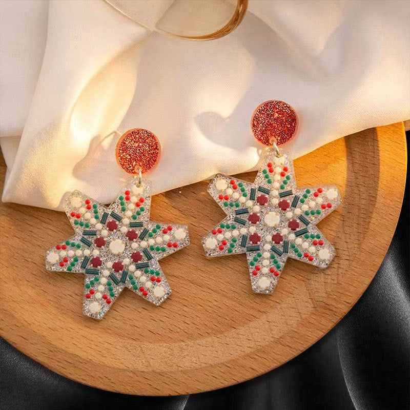 Wholesale Christmas Cute Christmas Tree Snowflake Earrings