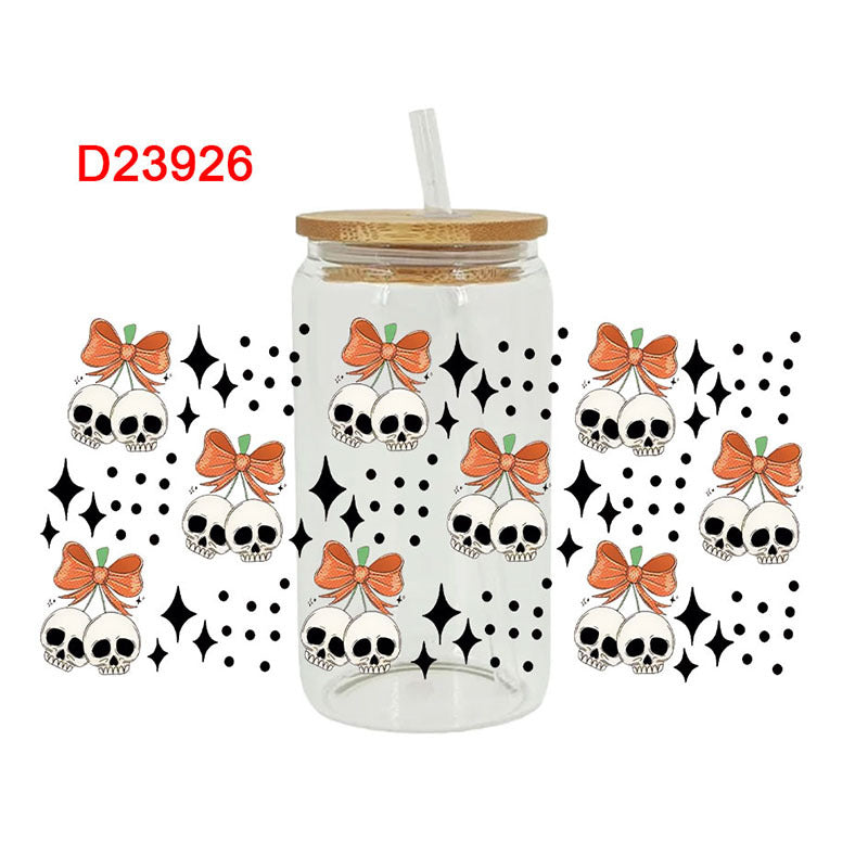 Wholesale Skeleton Bat Halloween 16oz Cup UV DTF Wraps
