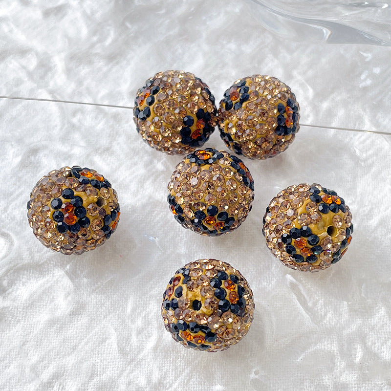 Wholesale Contrasting Black Pink and White Leopard Print Acrylic Diamond Beads