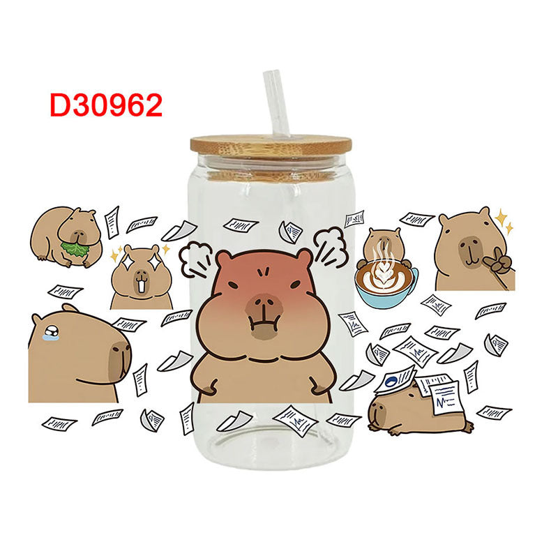 Wholesale Rainbow Flower Cartoon Animal 16oz Cup UV DTF Wraps OLY Exclusive