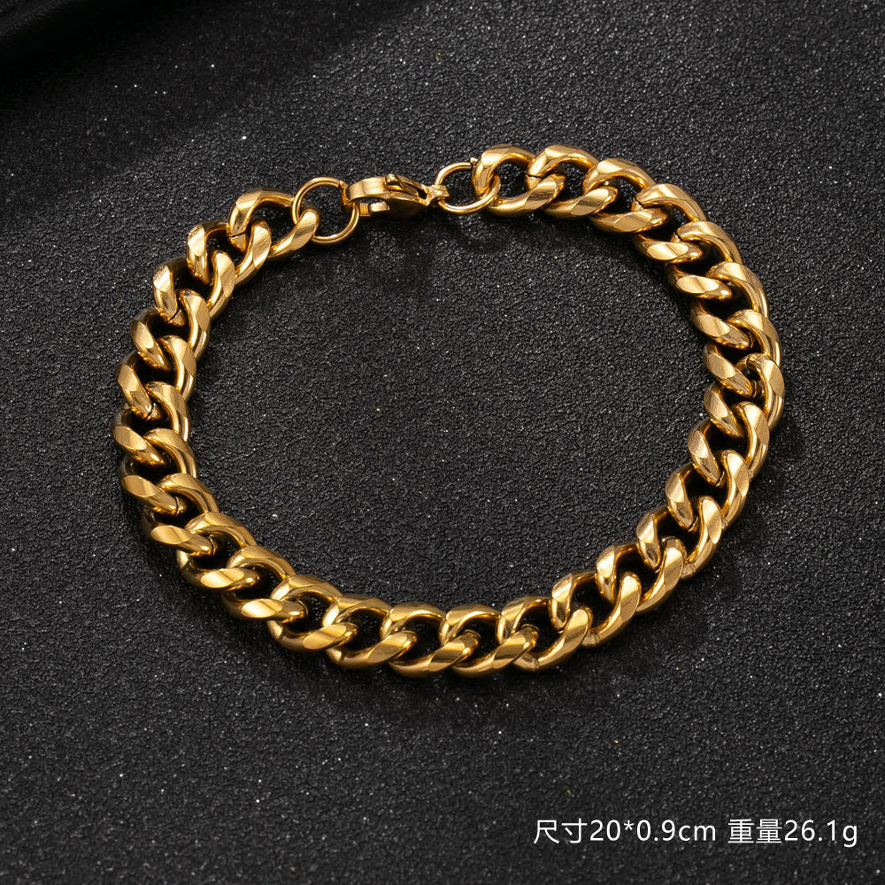 Wholesale Hip hop trendy Cuban chain titanium bracelet