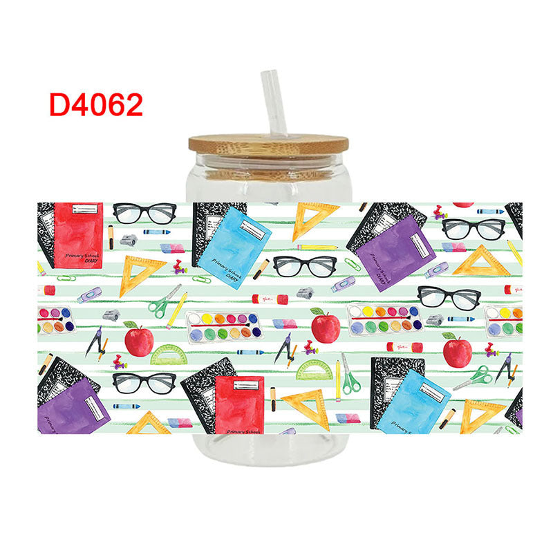 Wholesale Colorful Pencil Rainbow Teacher's Day 16oz Cup UV DTF Wraps