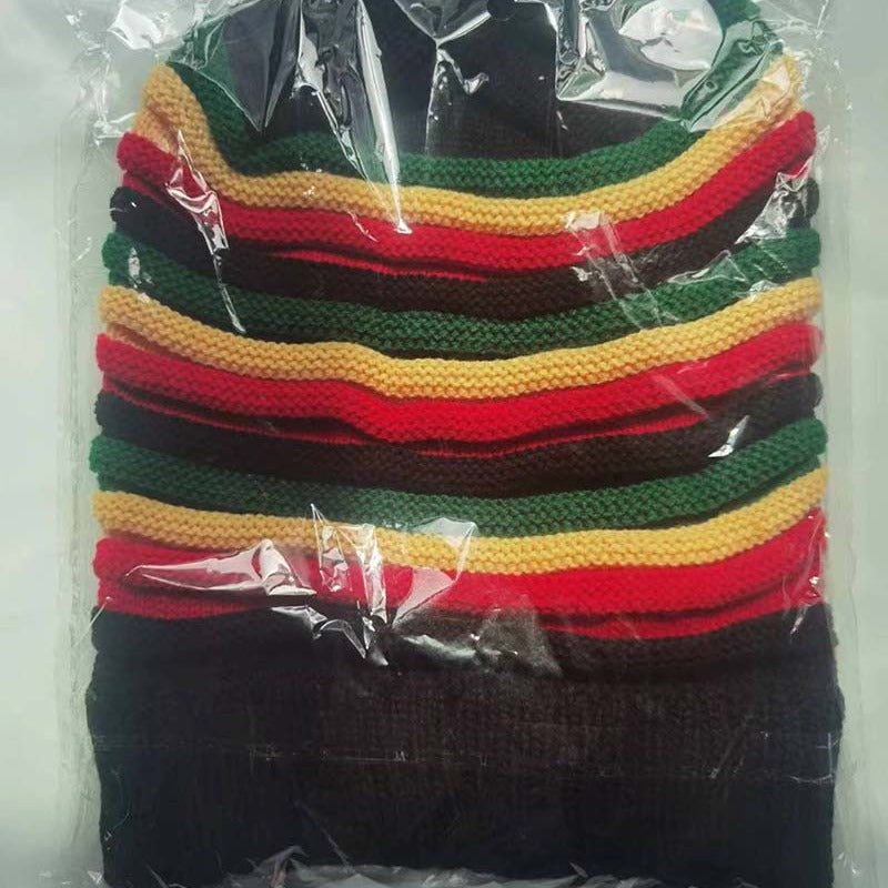 Wholesale Autumn and Winter Rainbow Striped Long Beanie