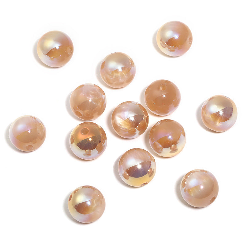Wholesale UV color coated milk tea cat's eye high gloss acrylic small round beads