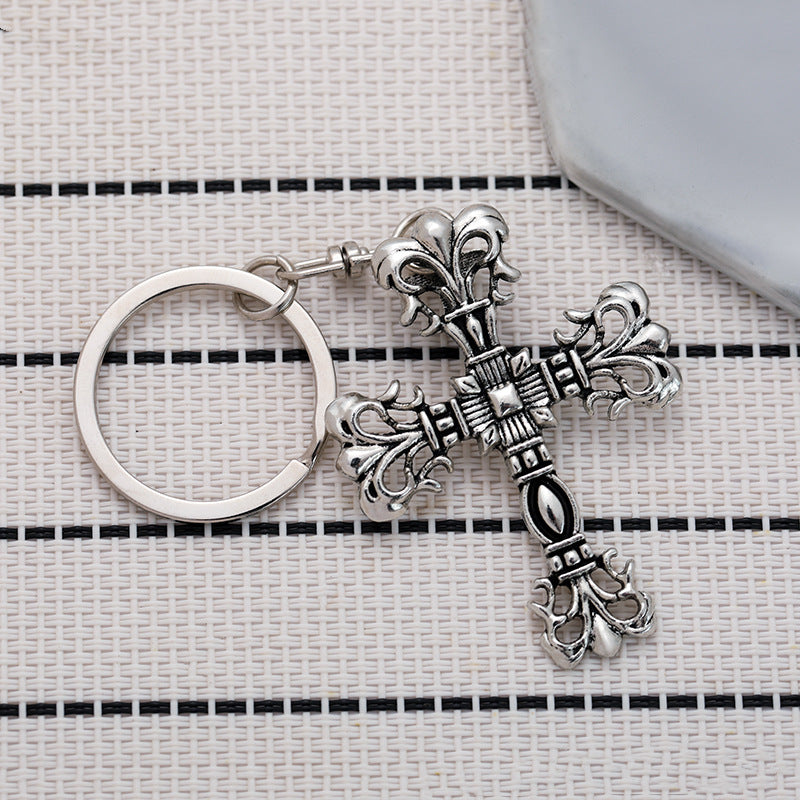 Wholesale Flame Cross Punk Retro Pendant Keychain