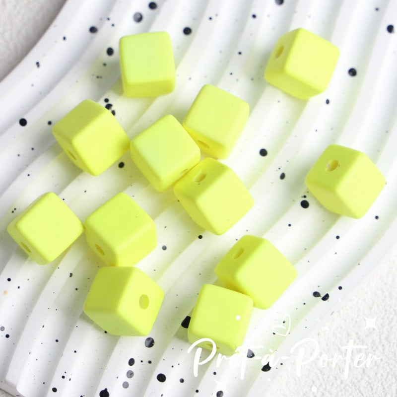 Wholesale 10pcs DIY Square Rubber Beads Macaron Color Square Beads