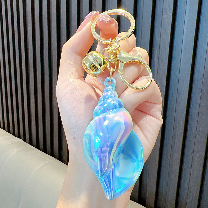 Wholesale Color Plated Large Conch Electroplated Colorful Acrylic Key Chain