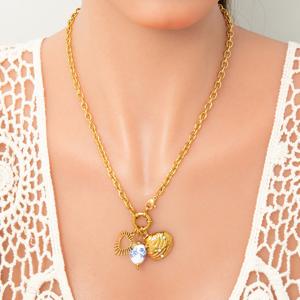 Wholesale INS style handmade pearl heart pendant